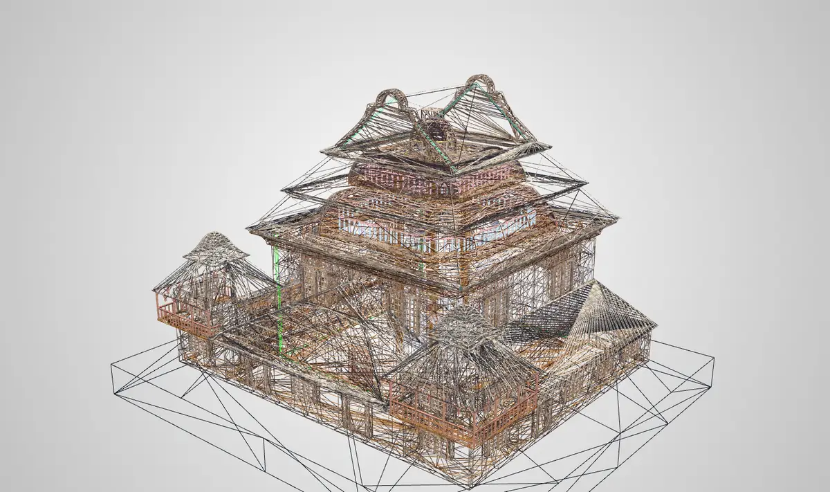 The same model as a wire mesh